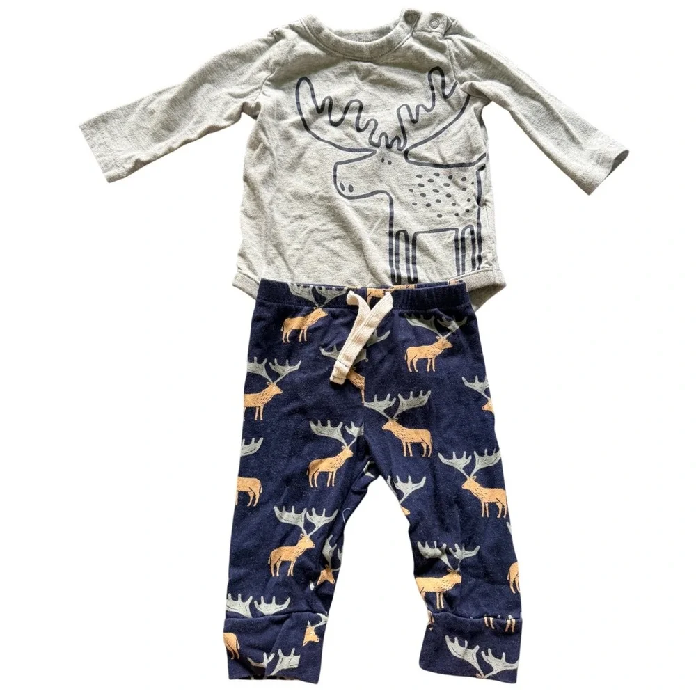 Baby Gap Brannan's Favorites Moose Bodysuit and Pants Set 3-6 Months Organic